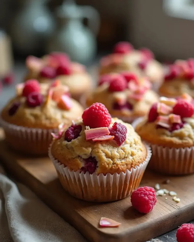 Best Raspberry Rhubarb Flax Muffins